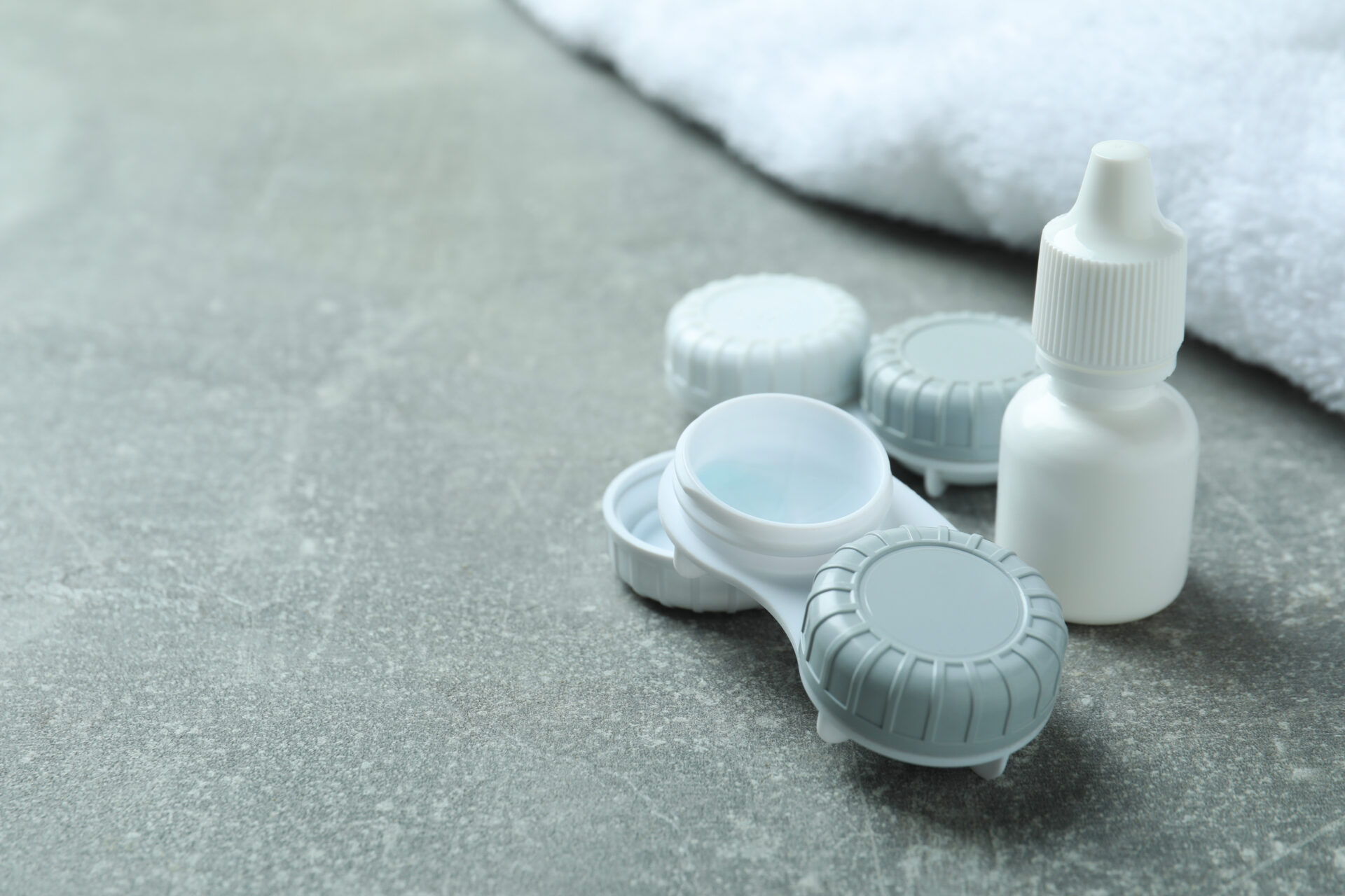 contact lens case and eye drops